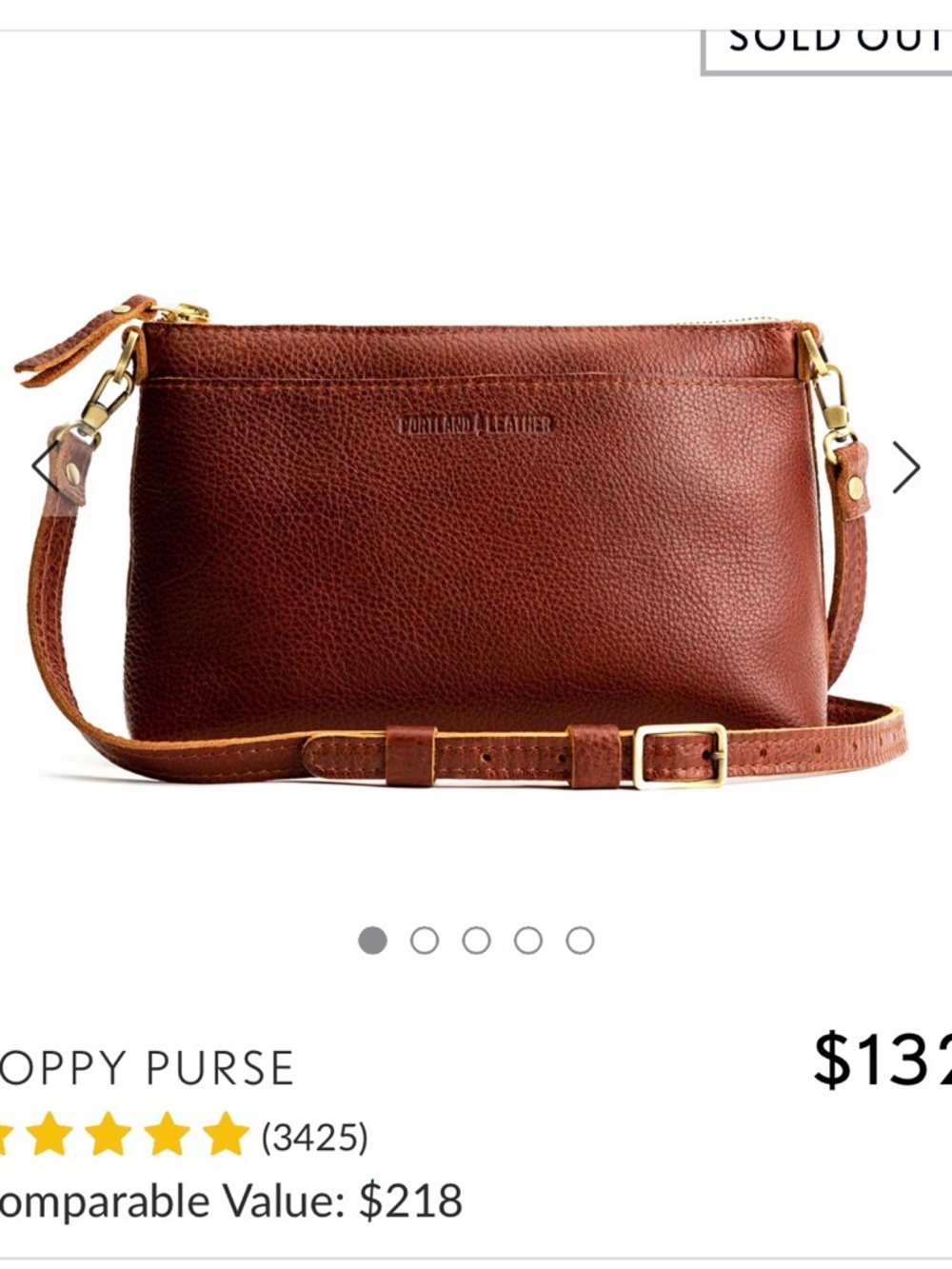 Portland Leather Poppy Genuine Leather Crossbody Bag in Nutmeg